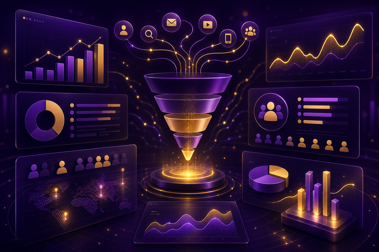 Attribution and analytics intelligence illustration