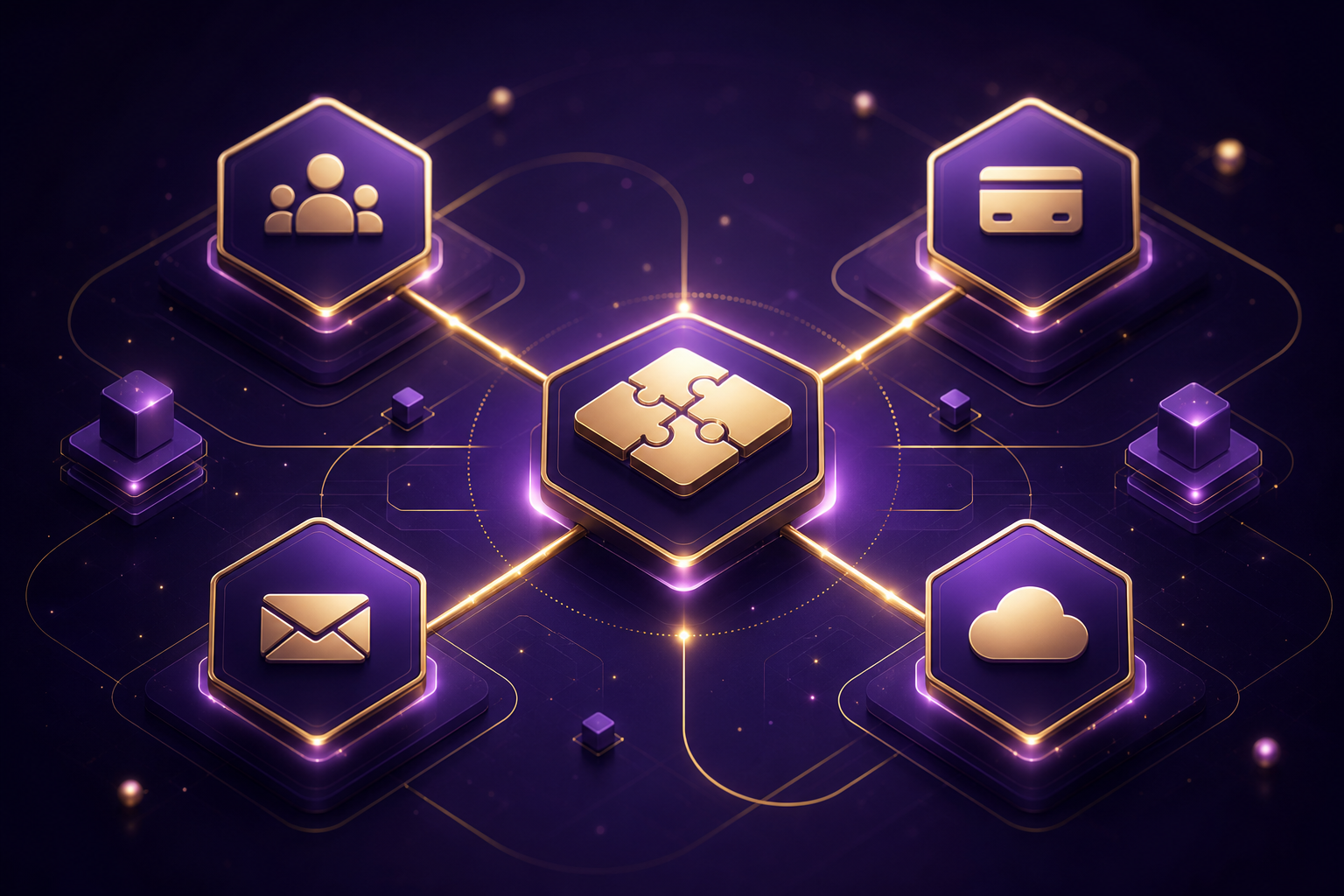 API and middleware integration ecosystem illustration