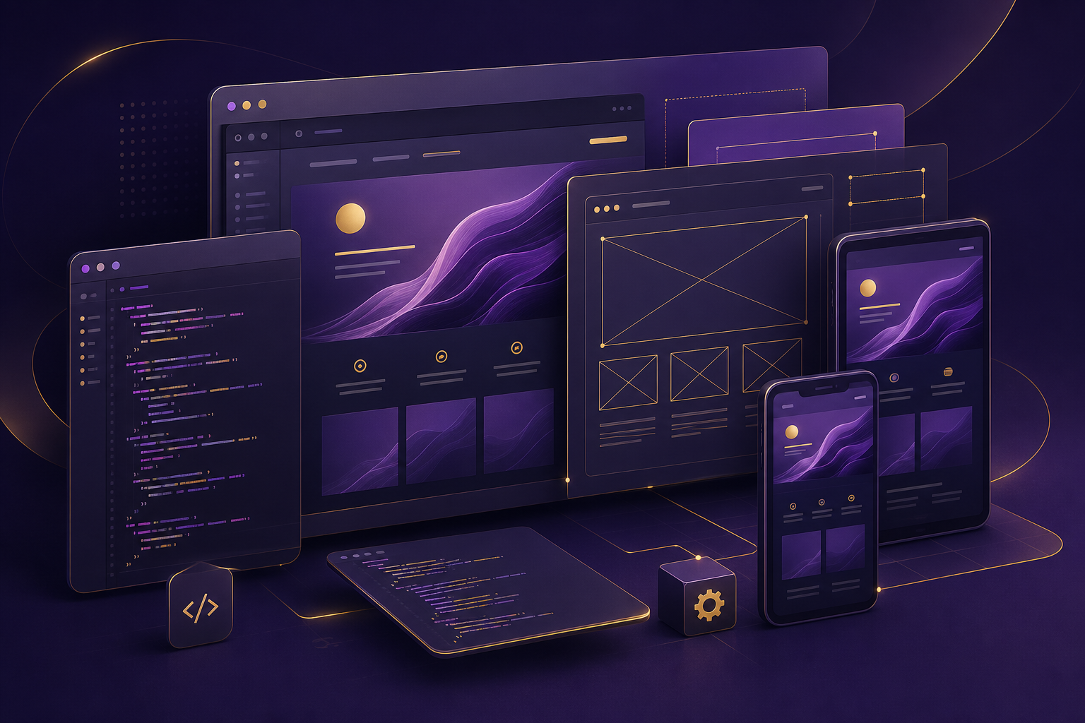 Custom website development responsive design illustration